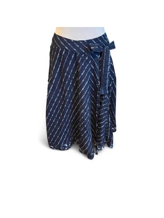 next Dresses & Skirts - Navy blue striped vintage cotton wrap skirt with tie waist Size Medium
